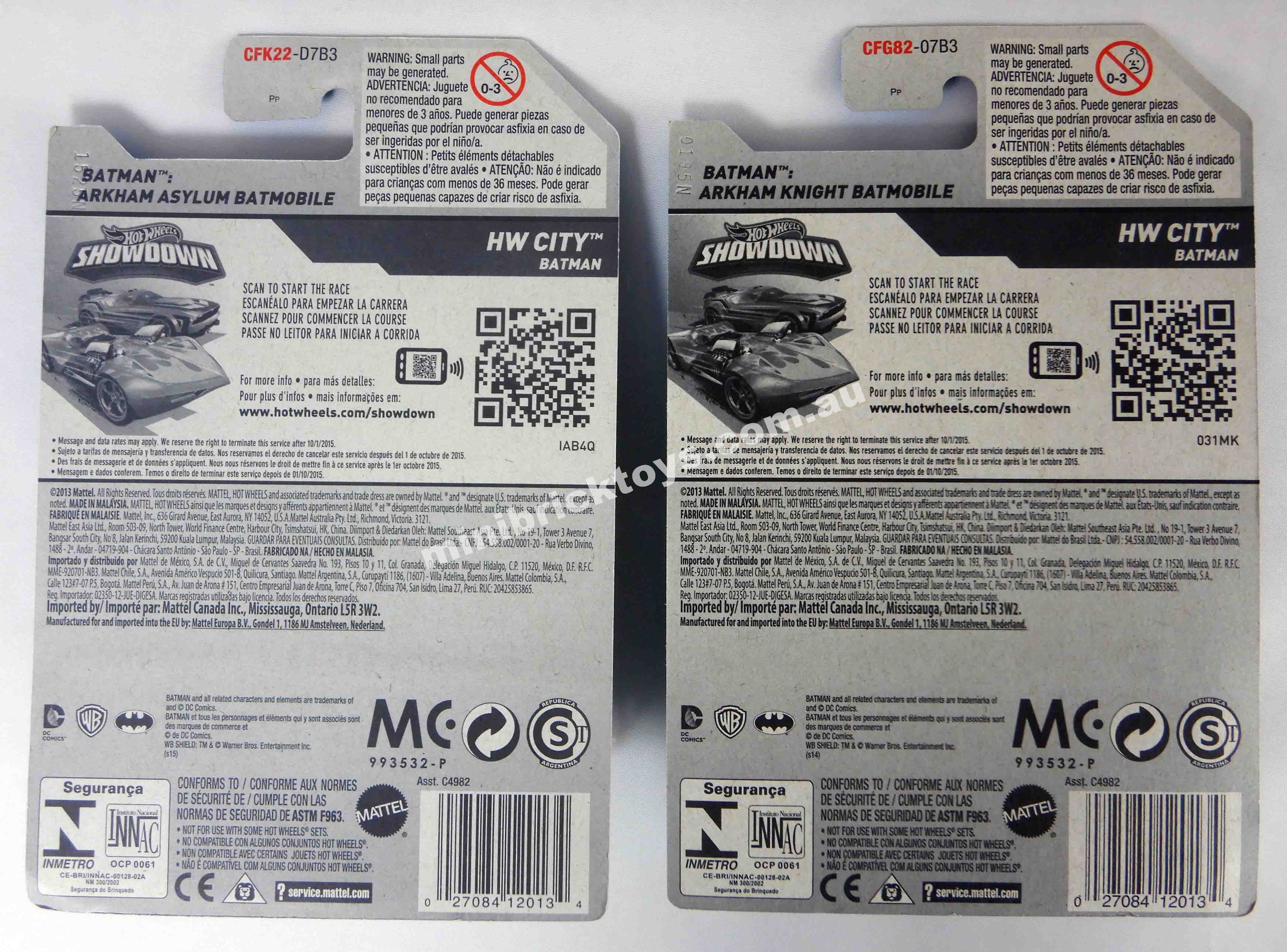 Hot Wheels Arkham Games BATMOBILES Arkham Asylum & Arkham Knight 1/64