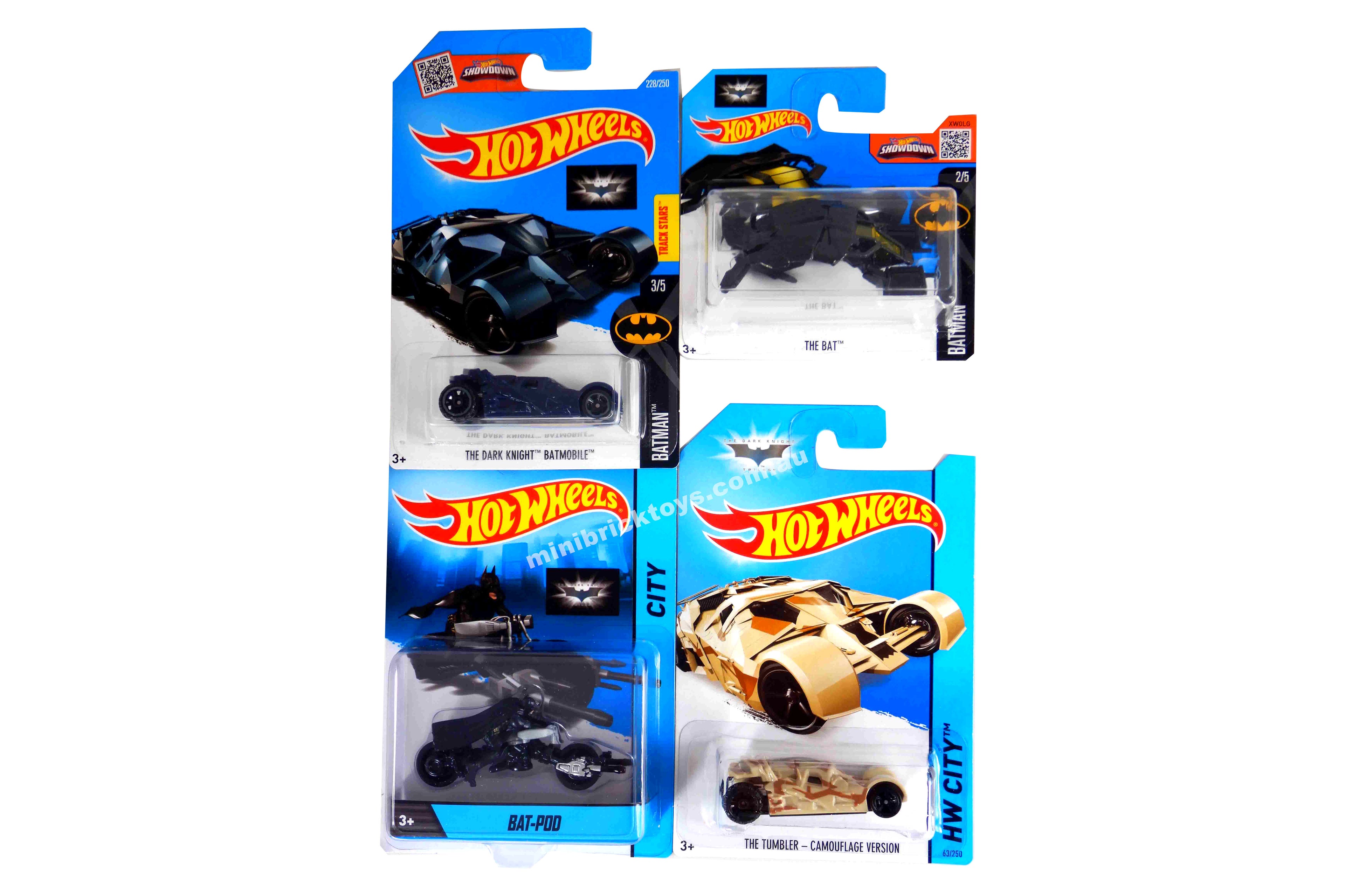 Hot Wheels Dark Knight Trilogy BATMOBILES: BAT-POD (Batman), THE BAT & TUMBLER