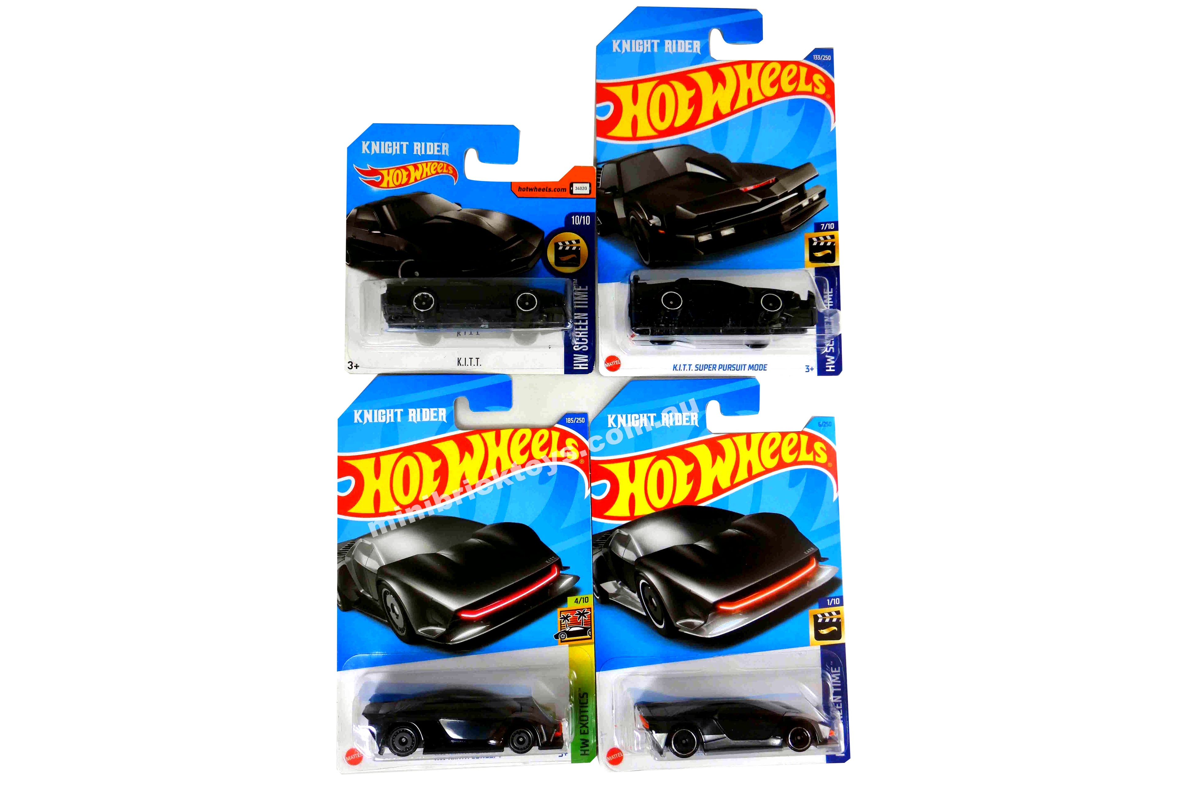Hot Wheels Knight Rider Set - KITT, Super Pursuit Mode, KARR & KITT Concept