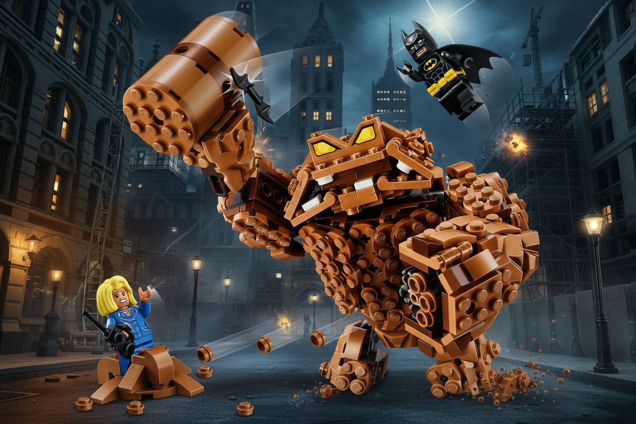 LEGO Batman Clayface Splat Attack Set in action-packed Gotham setting