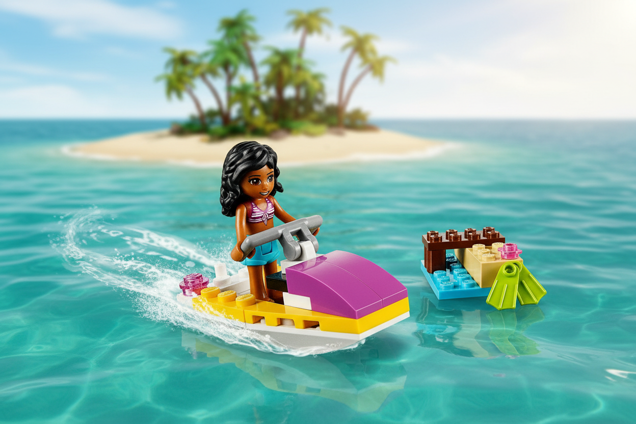 LEGO Friends Water Scooter Jetski in tropical beach setting