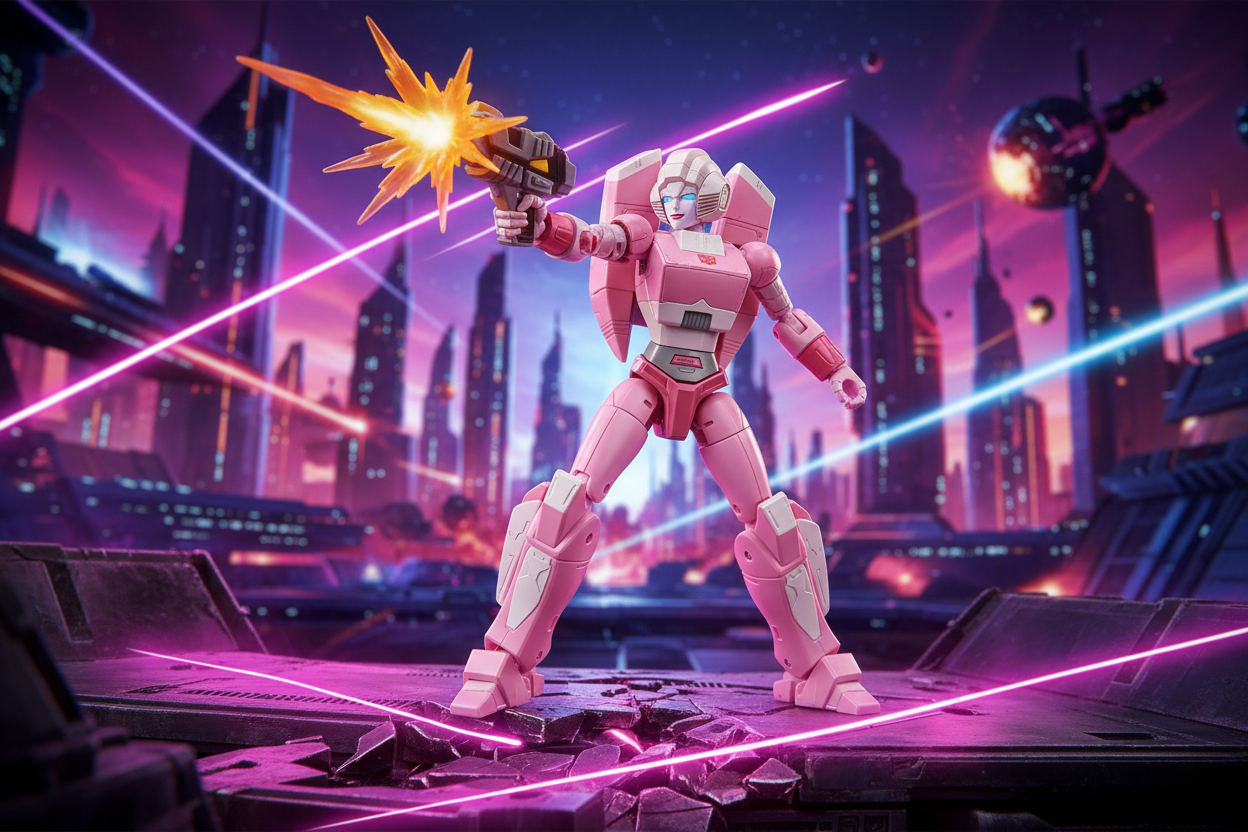Transformers Studio Series 86 ARCEE with artistic background